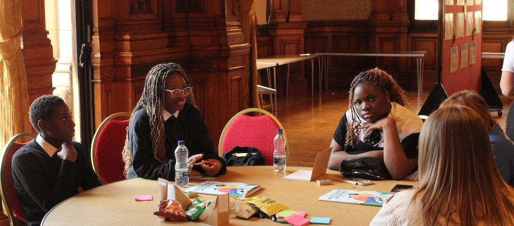 Young People a having a discussion during a workshop in Glasgow City Chambers