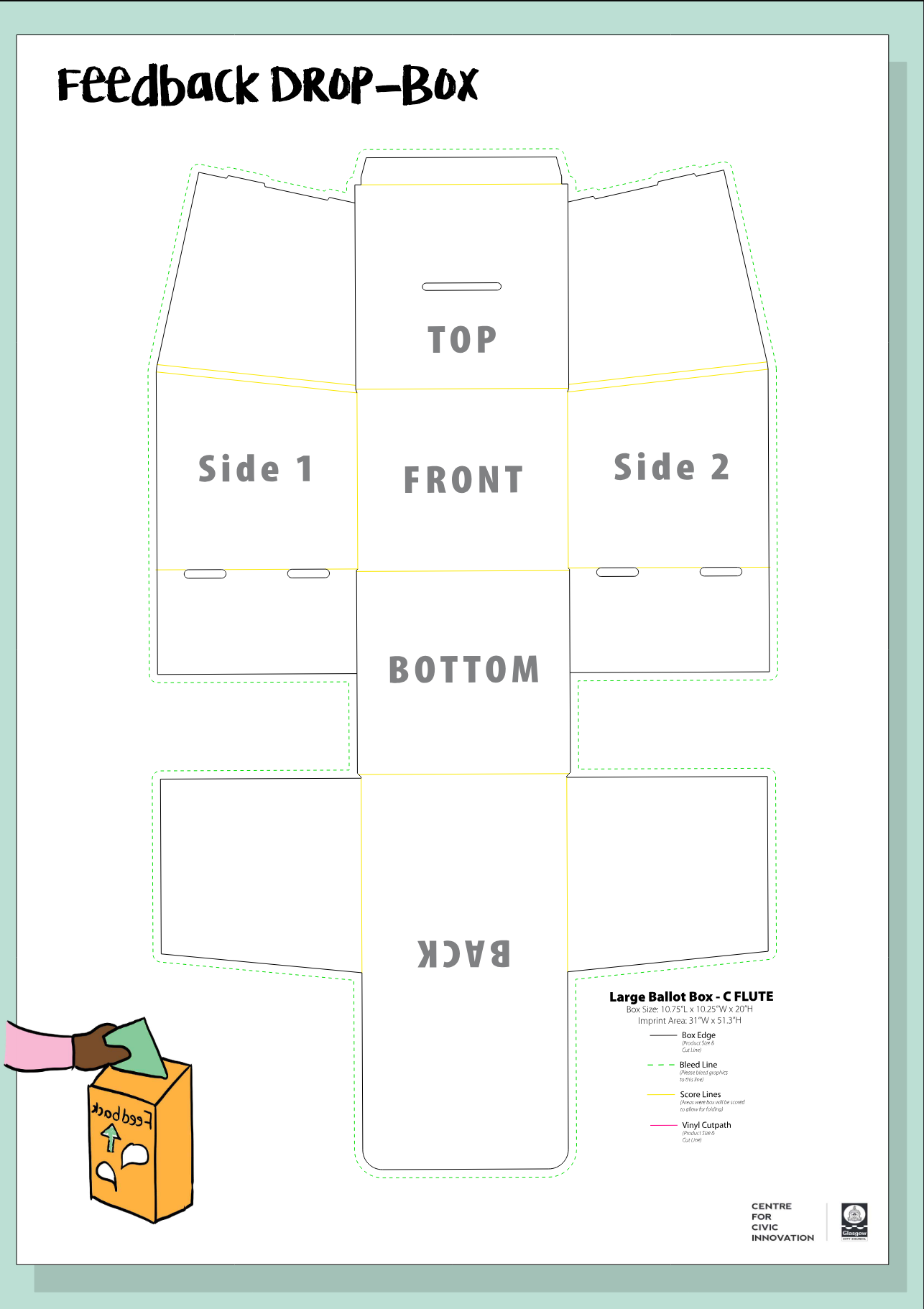 Screenshot of the printable feedback dropbox tool