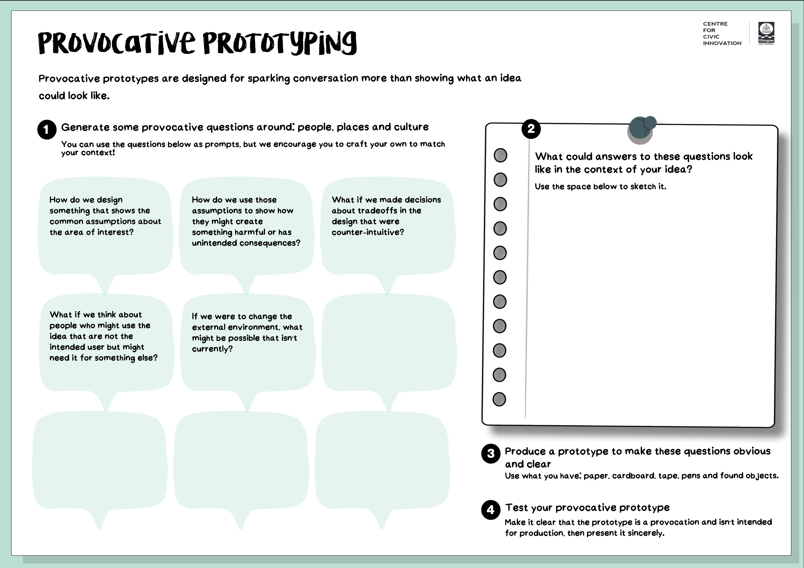 Screenshot of the provocative prototyping tool