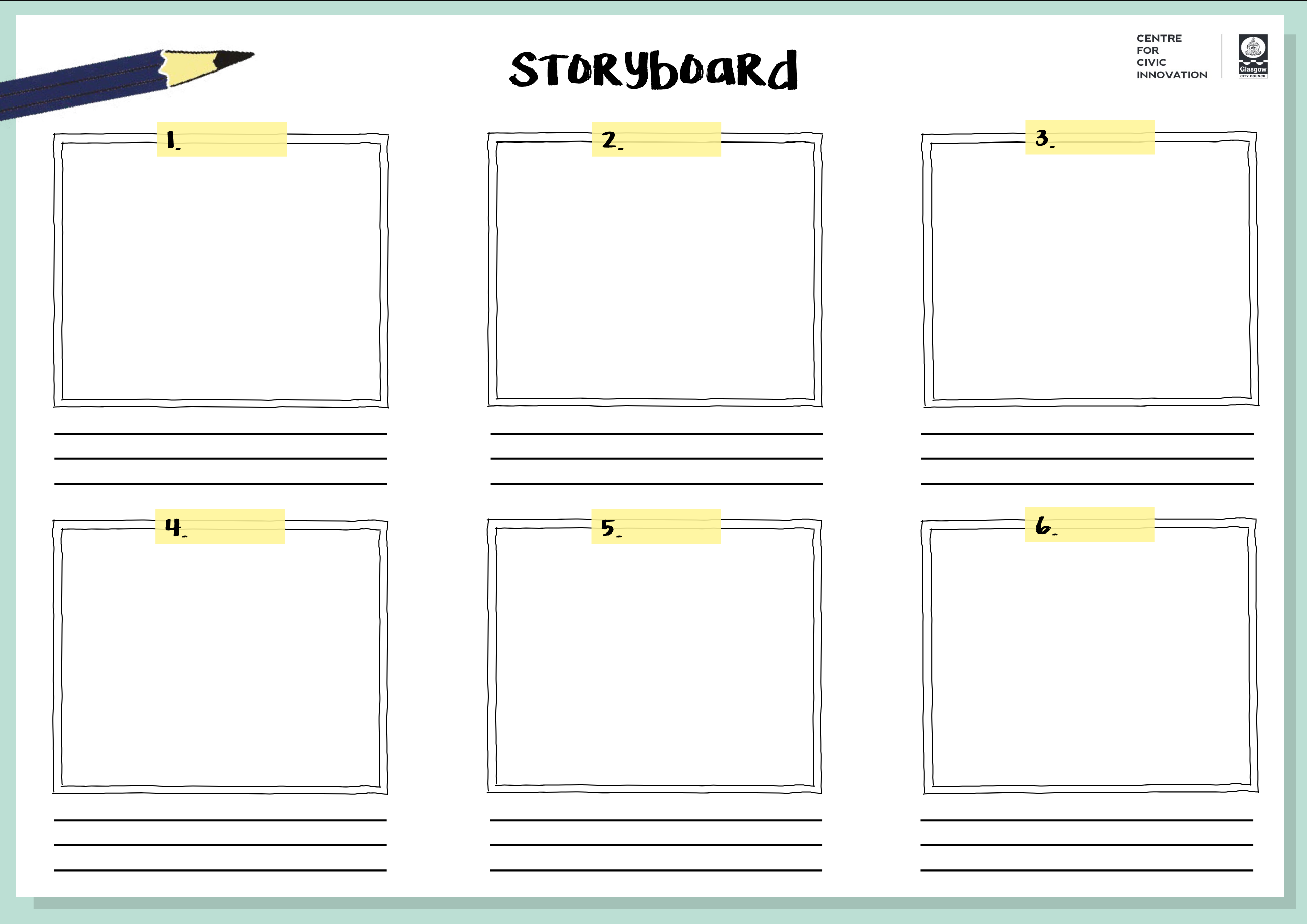 Screenshot of the printable Storyboarding tool