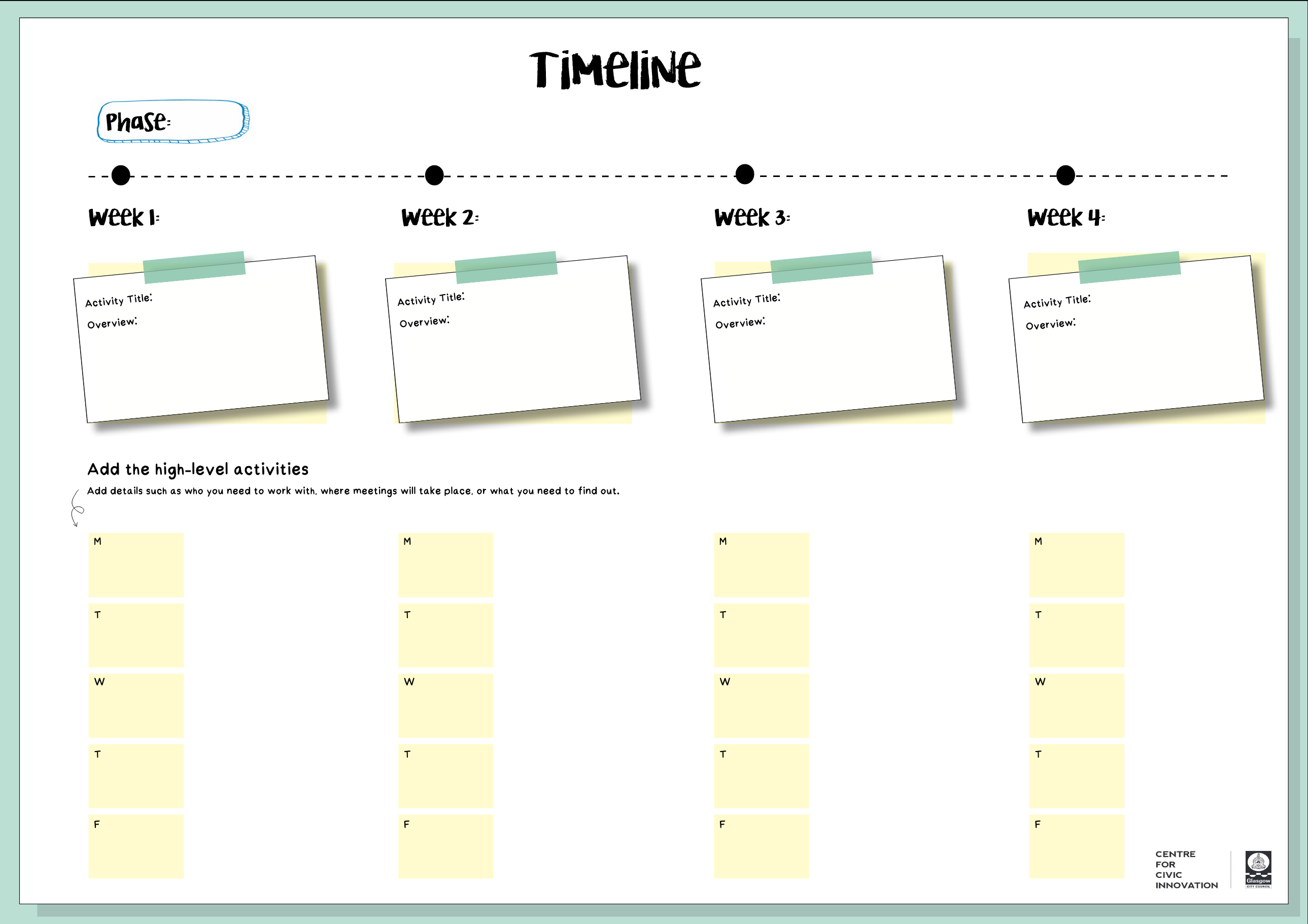 Screenshot of the printable Timeline tool